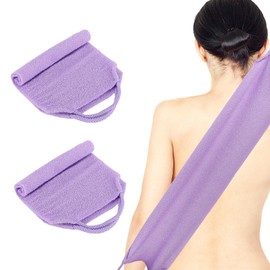 2 esponjas exfoliantes con asas, para ducha, nailon, exfoliante, para hombres y mujeres (morado)