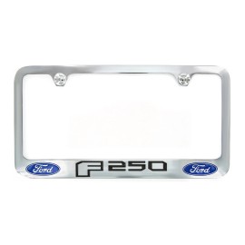 Ford F 250 Chrome Plated Brass Metal License Plate Frame 4 Hole