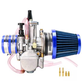Carburetor Carb with Intake Manifold Air Filter Spare main jet Kit Universal Suitable For 2t/4t Scooter Motorbike Motorcycle Mped Speedboat ATV UTV Go Kart Accessories （P-W-K 21-34mm） (30mm, Blue)