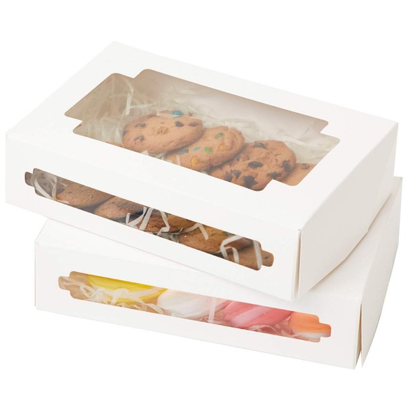 qiqee 50Packs Auto-pop Cookie Boxes for Gift Giving 8x5.3x2 inch