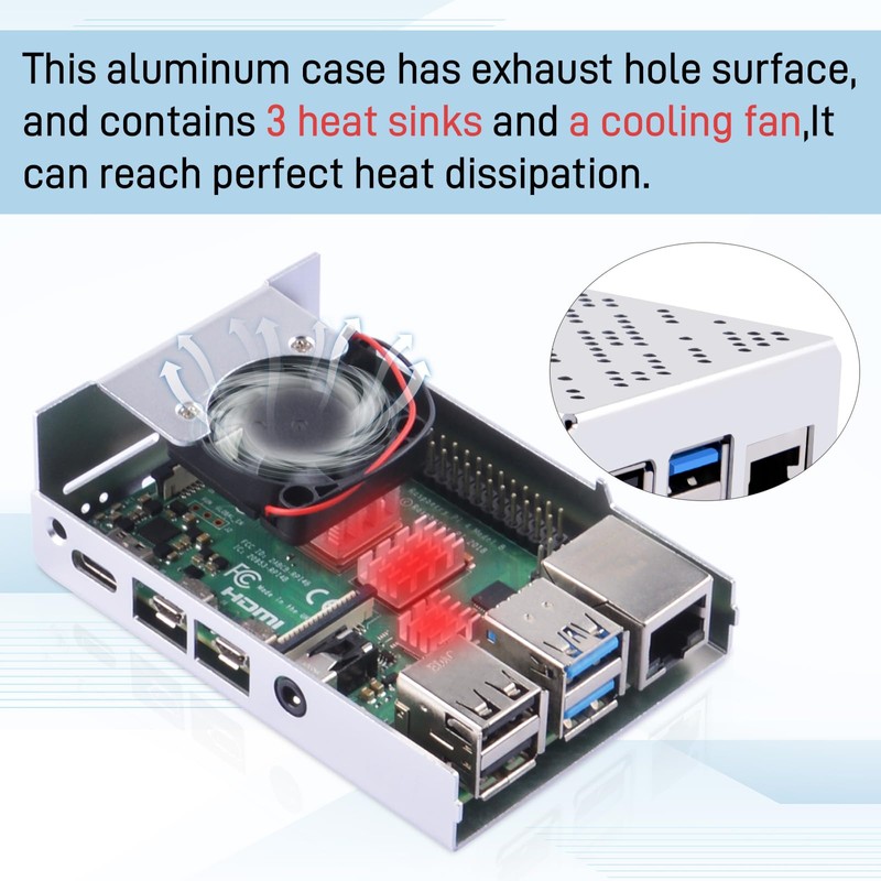 GeeekPi Raspberry Pi 4 Case,Raspberry Pi 4 Aluminum case with