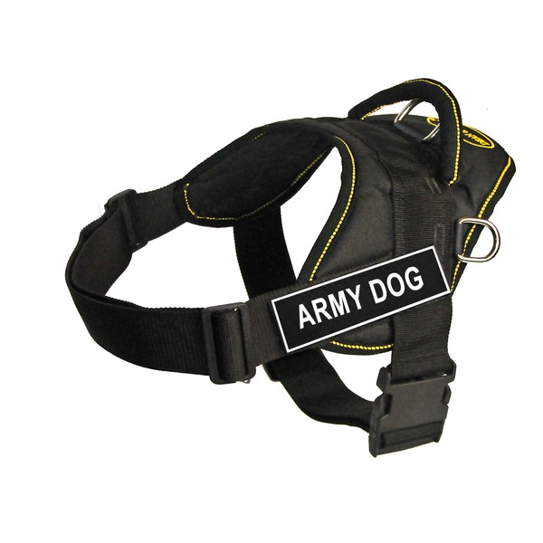 Dean & Tyler Fun Works 32-Inch to 42-Inch Pet Harness, Large, Army Dog, Black with Yellow Trim