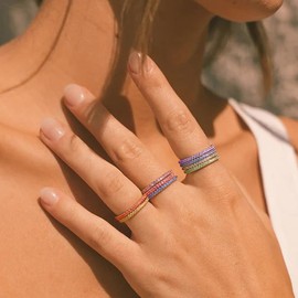 GlameVibe Birthstone Rings For Women, Silver Stackable Cubic Zirconia Stainless Steel Birth Stone Ring To My Daughter/Mom Birthday Unique Gifts Jewelry (02-Silver-February, 8)