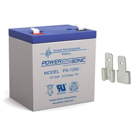 Power-Sonic PS1250F2 12 Volt 5 Ah Battery W/ F1 Terminal Adapter Rechargeable Sealed Lead Acid SLA