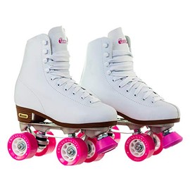 Chicago Skates Premium White Quad Roller Skates for Girls and Women Beginners Classic Adjustable High-Top Design for Indoor or Outdoor Skates and Roller Derby