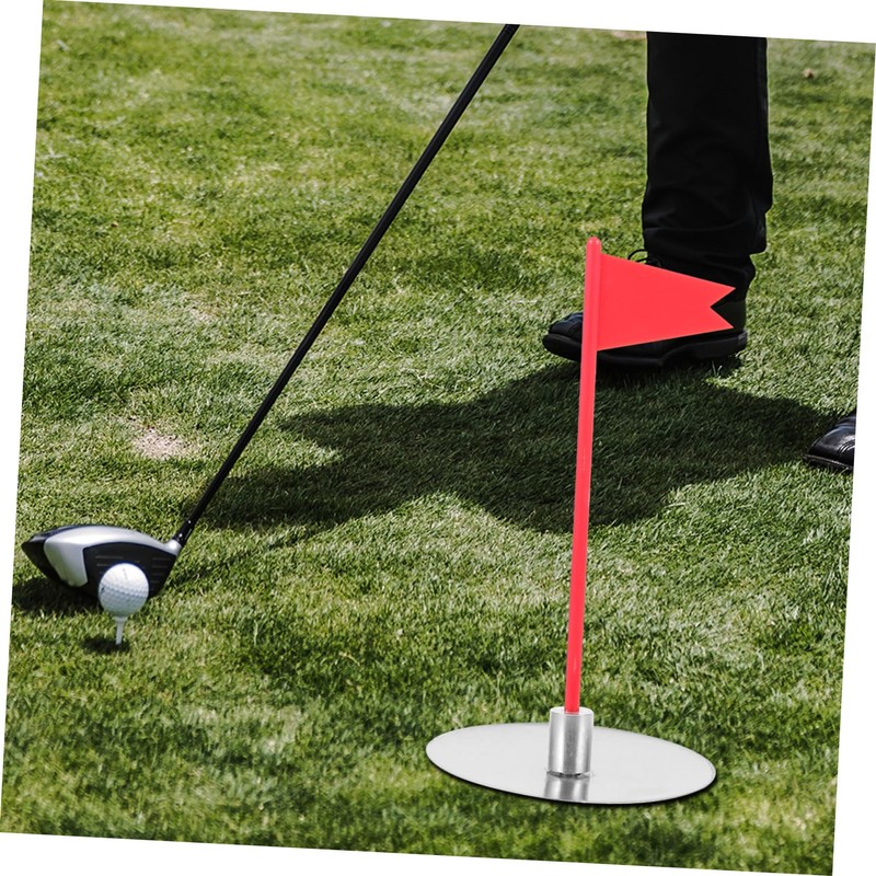 BIUDECO 1set Thickened Golf Hole Cup Flag Stainless Steel and
