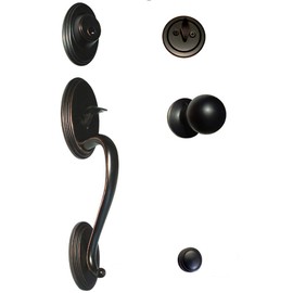 eBuilderDirect Dark Oil Rubbed Bronze Lock Door Round Knob Handle Entry/Privacy/Passage/Dummy/Deadbolt/Handleset 5765DBR (Front Door Handle Set Keyed Alike)
