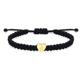 Gold Initial Bracelet for Women A-Z Letter Bracelet for Men Adjustable String Braided Wrist Band Trendy Initial Heart Charm Bracelet for Teen Girls Birthday Gifts(A)