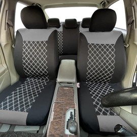 JNNJ Pack of 9 Car Seat Covers, Complete Set, Car Seat Cover for Highback Seat, Airbag Compatible Car Seat Covers, Ideal Fit and Perfect Protection for Car Seats (Grey)