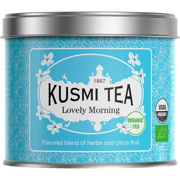 KUSMI TEA クスミティー ラブリーモーニング 100g缶 オーガニック 有機JAS認証 緑茶 マテ茶 [正規輸入品]