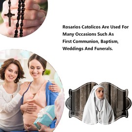JehaYu 2 Pieces Wooden Rosary Necklace Rosarios, Catolicos Rosary for Men Rosary Beads Catholic for Women Catholic Rosary Rosaries Catholic Rosary Kit for Baptism Party Favors First Communion Gift