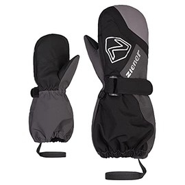 Ziener Unisex Baby Laurus Ski Mittens/Winter, Waterproof, Long Cuff, Reflective, Black, Magnet, 92 cm