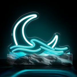 Moon Sea Neon Signs, Neon Moon, Wave Neon Sign for Wall Decor LED Moon Wall Light for Teenagers Room Decor (Moonrise)
