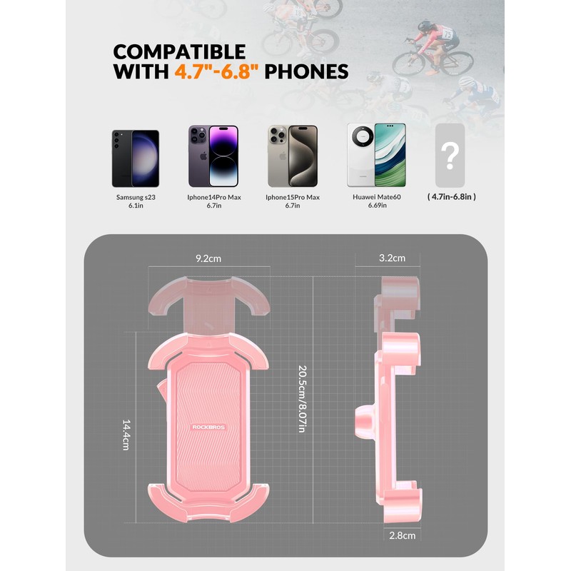 ROCKBROS Motorcycle Phone Mount Holder with Security Lock, Shockproof, Adjustable