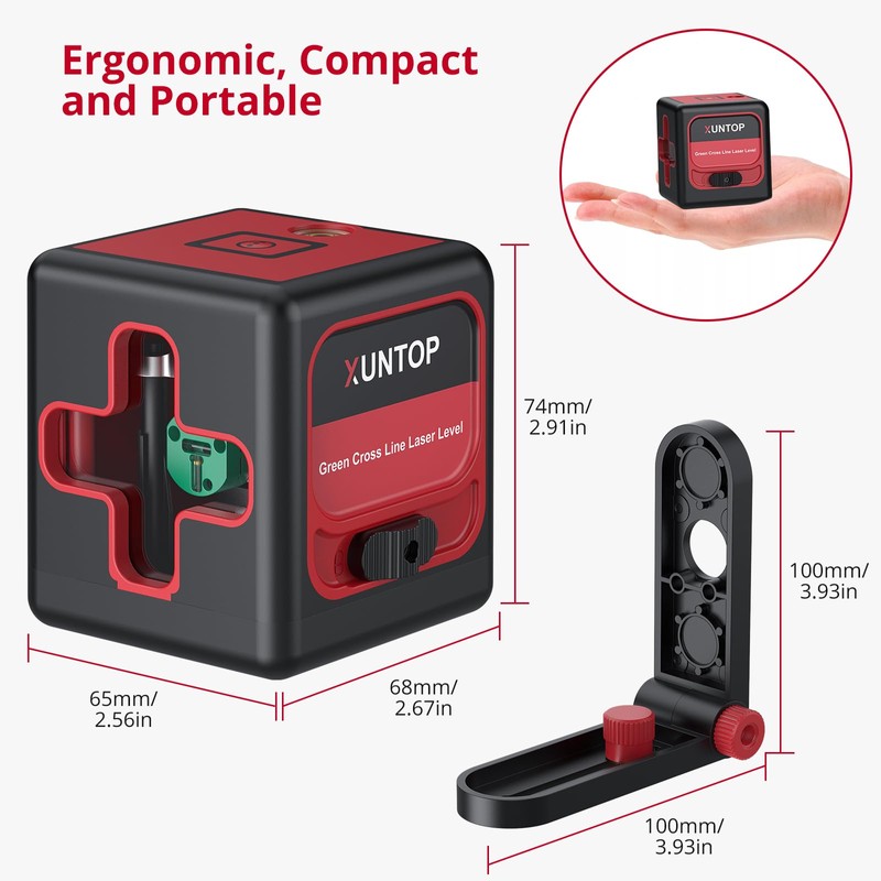 XUNTOP 100Ft Laser Level Self Leveling (±3°) with ±1.5mm/5m Accuracy