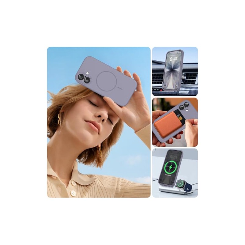 Miracase Magnético Iphone Funda Compatible Magsafe Cubierta Integrada Silicona Control