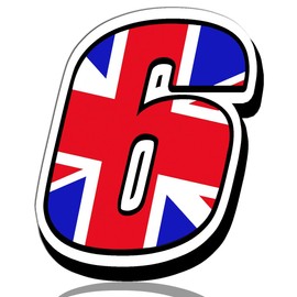 Biomar Labs® Car Number Car Moto Vinyl Sticker England Great Britain UK National Flag Sticker Motorcycle Motocross Motorsport Racing Number Tuning 6, N 296