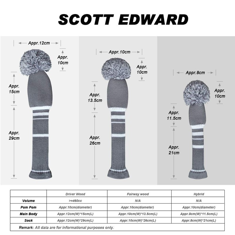 Knit Golf Wood Headcover Set of 4 for Driver Wood,
