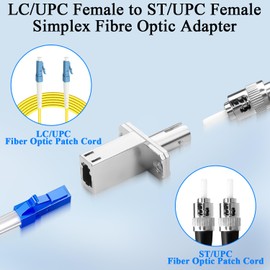 QIANRENON LC Female to ST Female Hybrid Fibre Optic Coupler SM 9/125μm LC/UPC Socket to ST/UPC Socket Simplex Fibre Optic Adapter Connector, for Adapting LC-ST Patch Cord Pigtail FTTH