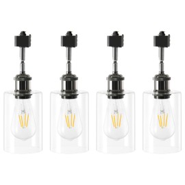 Hiiglxii H Type Track Lighting Heads E26 Track Light Heads Modern Pendant Track Lighting Fixtures Ceiling with Glass Lamp Shade for Kitchen, H Track Lighting Rail System Compatible, 4 Pack (No Bulbs)