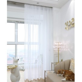 PHILEASY Window Sheer White Curtains 84 Inches Long 1 Panel White Sheer Curtains Sheer Curtain Clear Transparent Basic Rod Pocket Panel for Bedroom Living Room Yard (White, 52" W x 84" L | 1 pc)