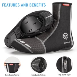 GEWAGE Cycling Shoes Overshoes, Unisex Warm Shoe Covers with Reflective Strips for MTB and Road Bike (Black, L)