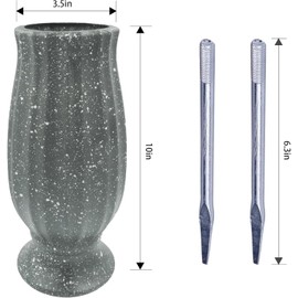 2PCS Cemetery Vases for Grave-Durable Plastic Grave Vases Flower Holder with Metal Spikes Bow Decor for Cemetery Headstones, Outdoor Grave Decorations for Memorial Gifts for Loss of Loved One - Grey
