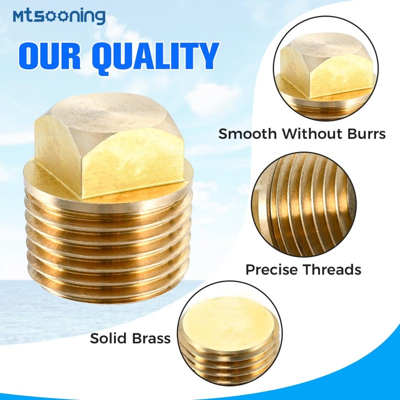 Mtsooning 5PCS 1/2 Inch NPT Solid Brass Boat Drain Plugs,