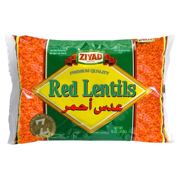 Ziyad Gourmet Red Lentils, Superfood, Ancient Grains, 100% All-Natural, No Additives, No Preservatives, Great Source of Protein, 16 oz
