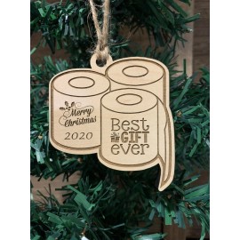 Toilet Paper Christmas Ornament 2020 Wood Best Gift Ever C.O.V.I.D.
