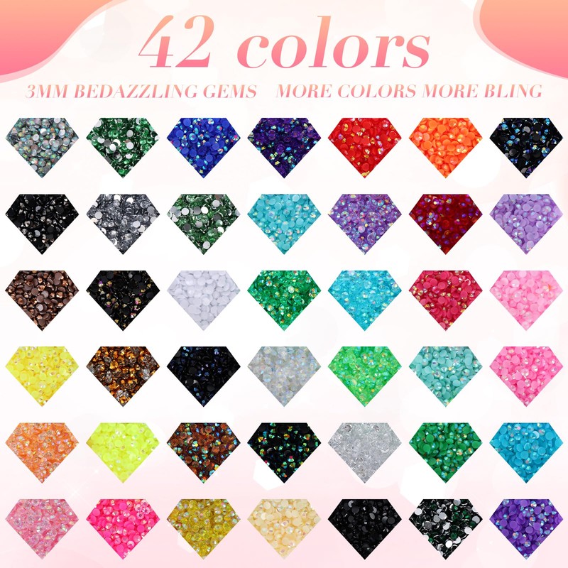 42000Pcs 42 Colors Jelly Rhinestone Bedazzling Kit