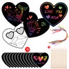 12 Pcs Heart Shape Scratch Paper Art Set Hanging Craft
