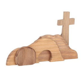 Easter Scene Decoration Handcrafted Wooden Empty Tomb Cross Decoration for Party Home Wedding