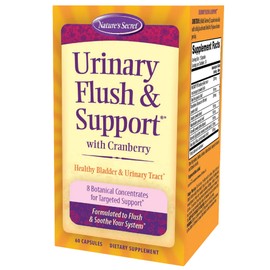 Nature's Secret Urinary Flush & Support with Cranberry Promotes Healthy Bladder & Urinary Tract - 8 Botanical Concentrate Blends to Flush & Soothe - Healthy Elimination & Detoxification - 60 Capsules
