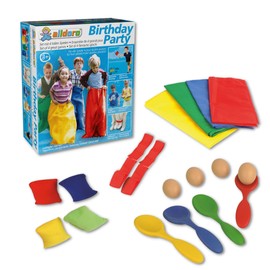 alldoro 60341 Birthday Party 4-in-1, Children's Birthday Games, Garden Games as Olympic Set, Game Collection for the Garden, Outdoor & Nursery, Party Game for Adults and Children from 3 Years