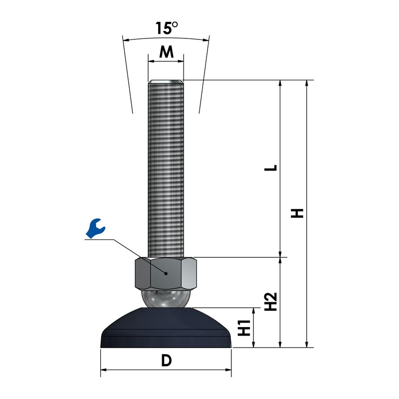 Schwaderer Machine Feet, Leveling Feet, Levelling Feet, Joint Feet, Height-Adjustable