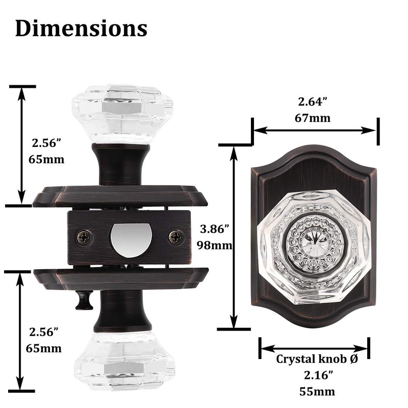 Gobrico Crystal Privacy Door Knob with Lock Inside,Keyless Heavy Duty