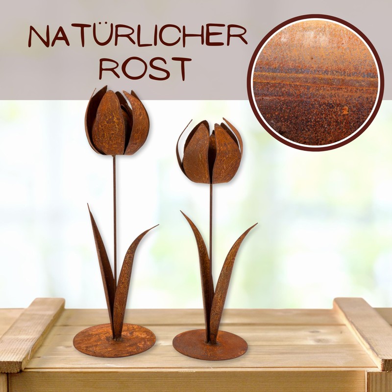 Rusty Metal Decorative Tulip Flower Decorative Patina, 1