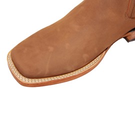 The Western Shops Men's Genuine Leather Square Toe Short Ankle Rodeo Cowboy Boot (12, Miel)