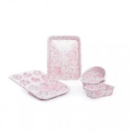 Crow Canyon Child Enamelware Pink Marble Mini Baking Set, 5 Piece