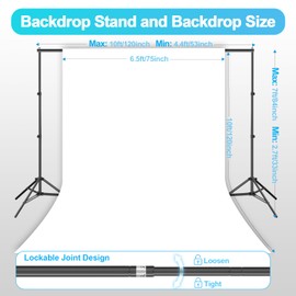 EMART 7 x 10 ft Backdrop Support System, Professional Photography Lighting Kit, 6.5 * 10ft Black/White Backdrop, Photography Backgrounds System for Studio, Portrait and Video Shooting