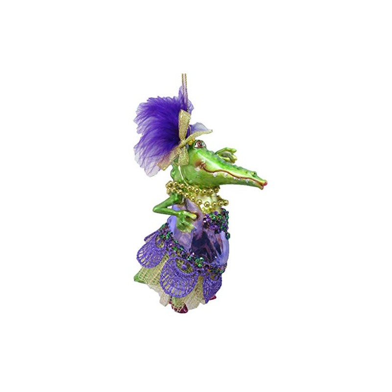 December Diamonds Glass Hanging Ornament Female Crocodile Mardi Gras Theme
