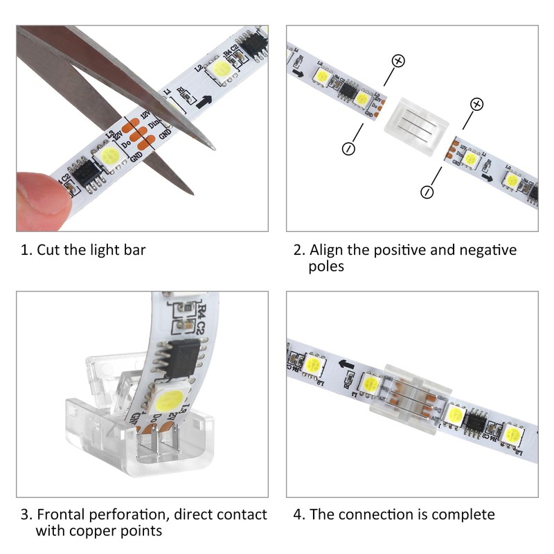 20 pcs 3 Pin 8mm LED Light Strip Connectors Solderless
