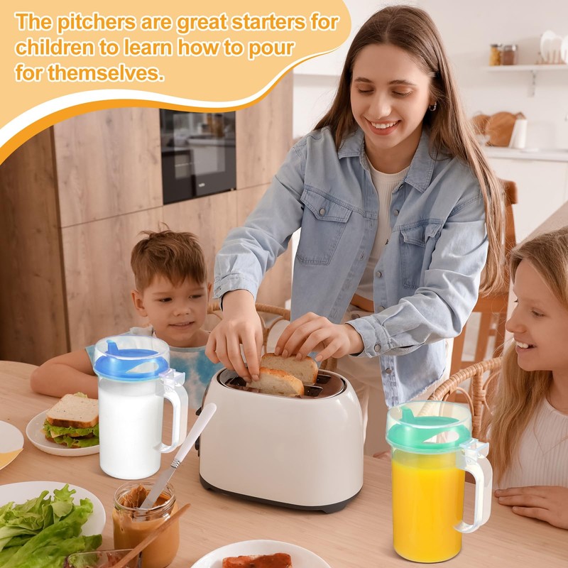 Newtay 6 Pack Early Learning Kids Easy Pouring Mini Pitchers