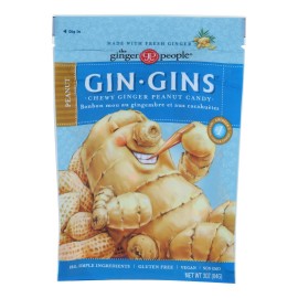 UD_Ginger People Halal-certified Chewy Ginger & Peanut Gummy Candy Case of 12-3 oz Hard Candy in Lemon Sweet Flavors Made Sugar
