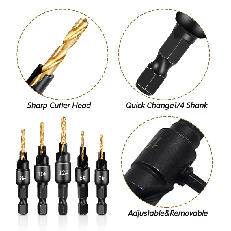 12 PCS Countersink Drill Bit Set, Counter Sink Drill Bits