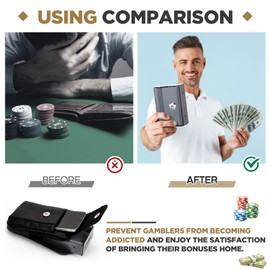 Zhengmy 2 Pcs Portable Lock Metal Pocket with Waist Bag for Winners Bank Casino Large Capacity Wallet Box Cash Lock Pocket with Key Gifts Stops The Addictive