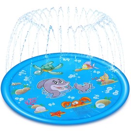 Splash Pads for Toddlers 1-3, 67'' Summer Outside Water Toys for Kids, Outdoor Sprinkler for Boys Girls 3-12, Splash Play Mat, 0.55mm Thickened Dog Pool (Marine)