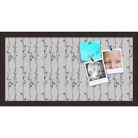 PinPix Decorative pin Cork Bulletin Board Made from Canvas, Seamless Floral Design 24 x 12 Inches (Completed Size) and Framed in Coffee (PinPix-208)