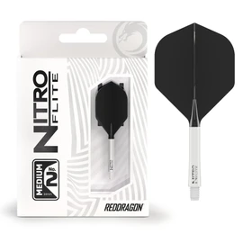 RED DRAGON Darts – Nitro Flite Integrated Flight & Shaft System – No.2 Shape and Design – White & Black Colour, Medium Length